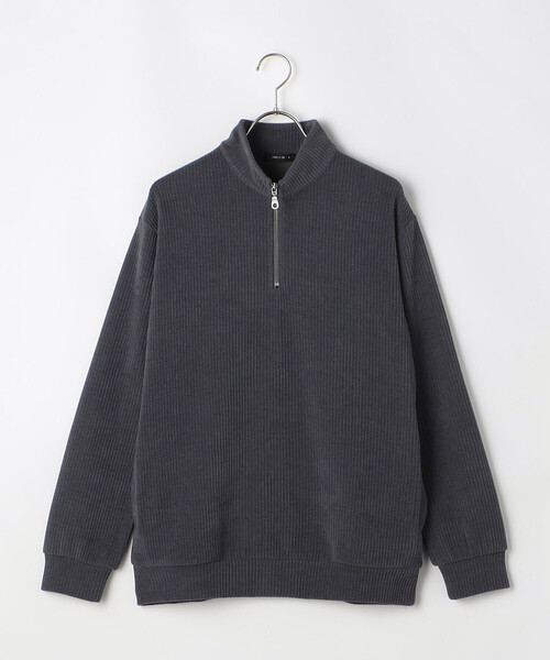COMME CA ISM(コムサイズム)の「カットコール ハーフジップ(Tシャツ/カットソー・メンズ・ブラック/チャコール/ホワイト・L/M)」の4枚目の写真