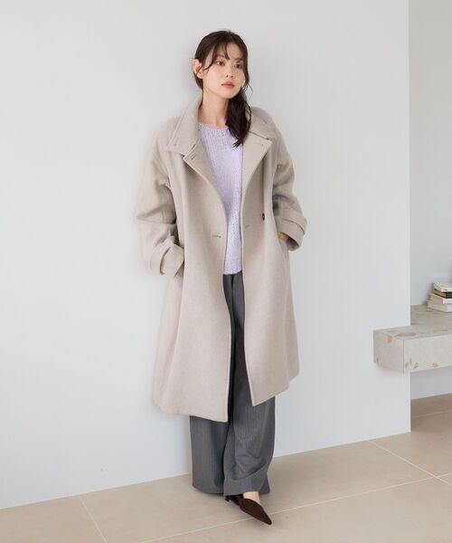 le.coeur blanc(ルクールブラン)の「ウールスタンドロングコート(その他アウター・レディース・ベージュ/モカ・36/38)」の13枚目の写真