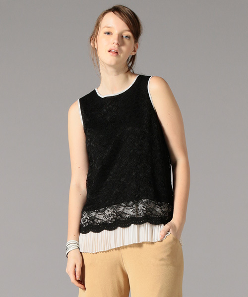 LOVELESS(ラブレス)の「【LOVELESS】WOMENS レースコンビタンクブラウス(シャツ/ブラウス・レディース・ホワイト/ブラック・34/36)」の1枚目の写真