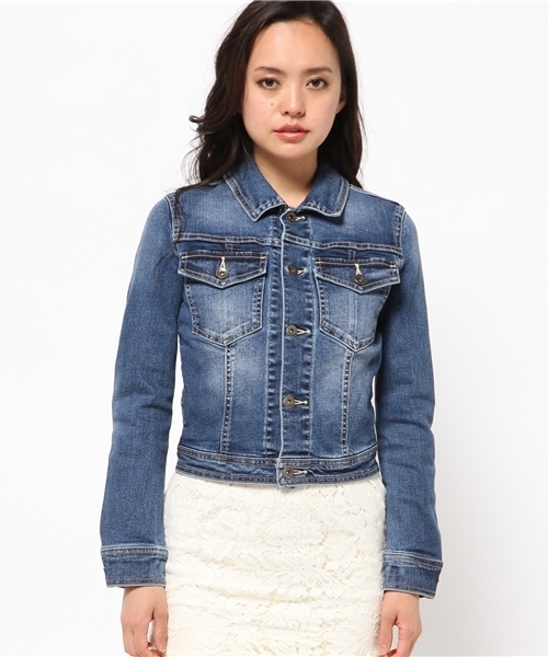 rienda（リエンダ）の「ショートDENIM JK（その他アウター・レディース・ブルー/ライトブルー・MEDIUM/SMALL）」の3枚目の写真