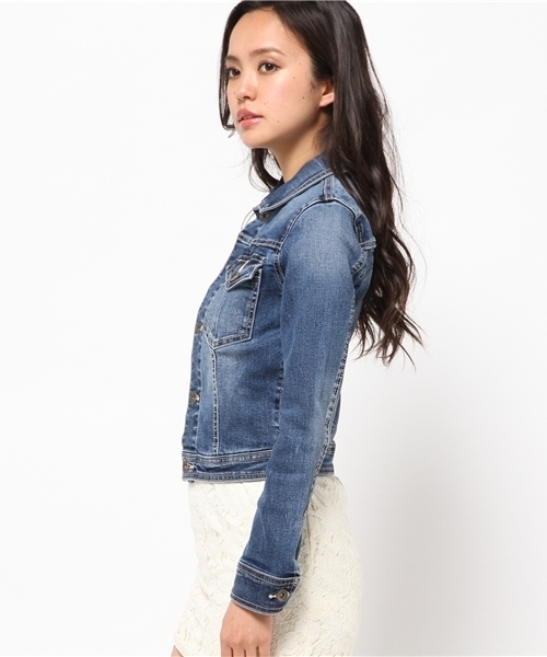 rienda（リエンダ）の「ショートDENIM JK（その他アウター・レディース・ブルー/ライトブルー・MEDIUM/SMALL）」の4枚目の写真