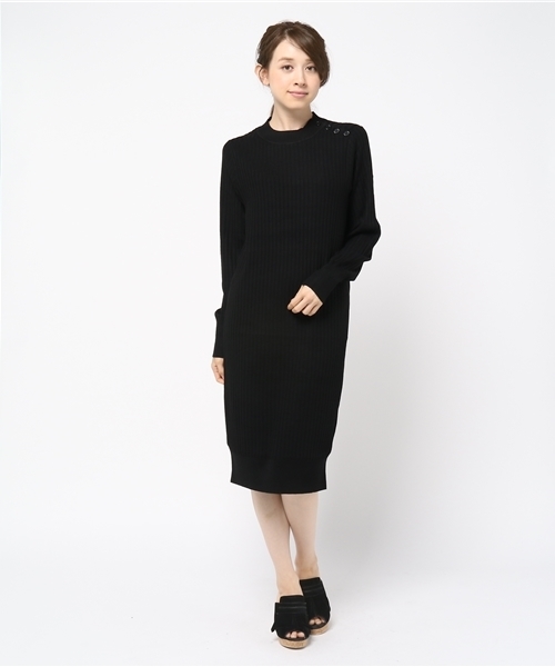 MOUSSY（マウジー）の「RIB SHOULDER BUTTON OP（ワンピース・レディース・トップグレー/オレンジ系その他/ブラック・FREE）」の11枚目の写真