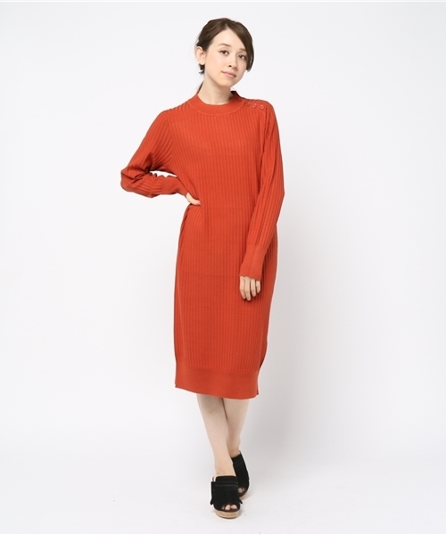 MOUSSY（マウジー）の「RIB SHOULDER BUTTON OP（ワンピース・レディース・トップグレー/オレンジ系その他/ブラック・FREE）」の13枚目の写真