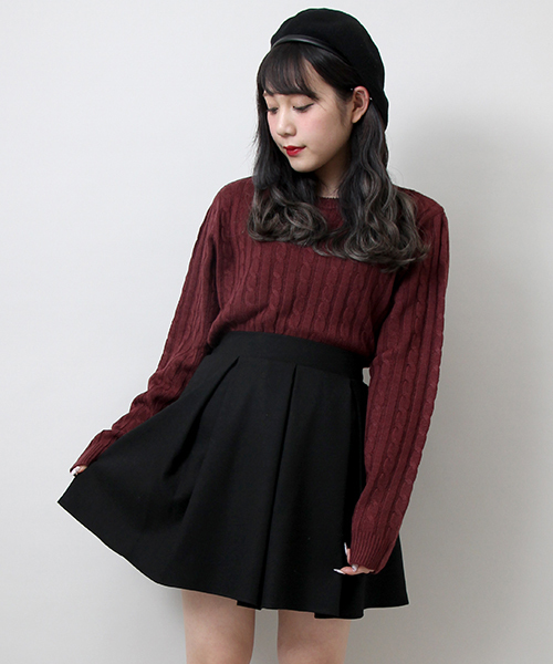 PUNYUS（プニュズ）の「ボックスプリーツミニスカート（スカート・レディース・ダークグリーン/ワイン/ブラック・2/3/1/4）」の2枚目の写真