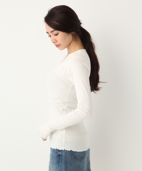 A part by(アパートバイ)の「テレコメロークルーネックPO 741773 (Tシャツ/カットソー・レディース・ブラック/オフホワイト/ホワイト/キャメル・FREE)」の6枚目の写真