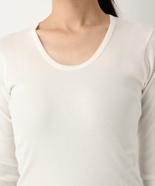A part by(アパートバイ)の「テレコメロークルーネックPO 741773 (Tシャツ/カットソー・レディース・ブラック/オフホワイト/ホワイト/キャメル・FREE)」の8枚目の写真