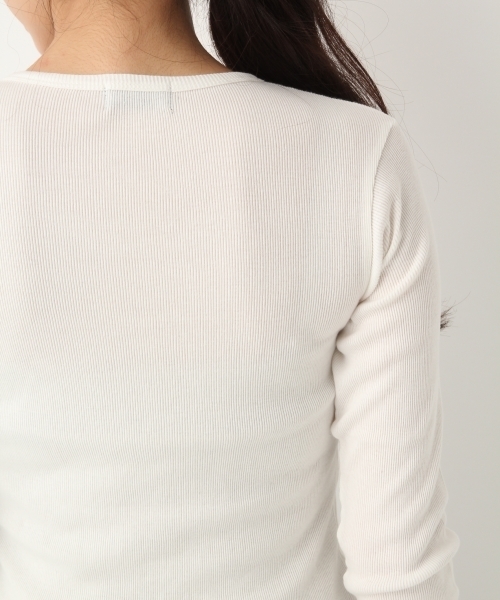 A part by(アパートバイ)の「テレコメロークルーネックPO 741773 (Tシャツ/カットソー・レディース・ブラック/オフホワイト/ホワイト/キャメル・FREE)」の12枚目の写真