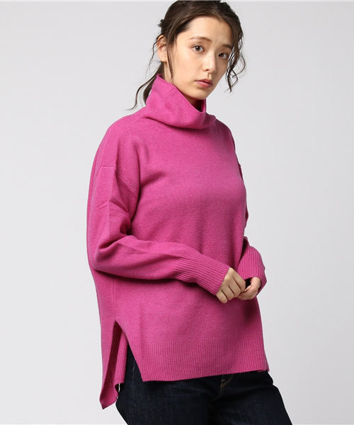 NOLLEY’S(ノーリーズ)の「【JJ2月号/and GIRL 1月号掲載】ラムウールボトルネックプルオーバーニット(ニット/セーター・レディース・フューシャピンク/ライトブルー/ブラックミックス/オートミール・38)」の4枚目の写真