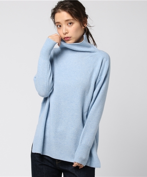 NOLLEY’S(ノーリーズ)の「【JJ2月号/and GIRL 1月号掲載】ラムウールボトルネックプルオーバーニット(ニット/セーター・レディース・フューシャピンク/ライトブルー/ブラックミックス/オートミール・38)」の3枚目の写真