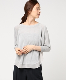 INTERPLANET | 裾シフォン切替ラウンドニット(ニット/セーター)