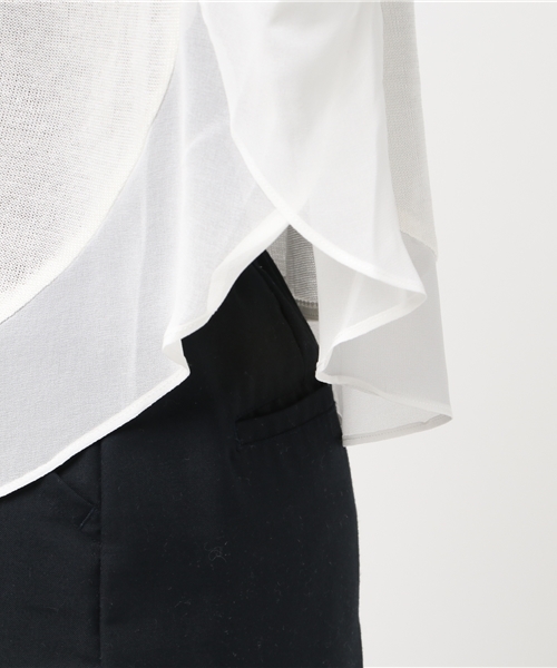 INTERPLANET(インタープラネット)の「裾シフォン切替ラウンドニット(ニット/セーター・レディース・ネイビー/オフホワイト/ピンク/ライトグレー・FREE)」の10枚目の写真