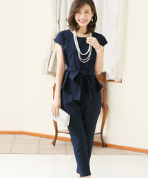 PourVous | 【結婚式・お呼ばれ対応】4WAYシンプルパンツドレスセットアップ・パーティードレス(パンツドレス)