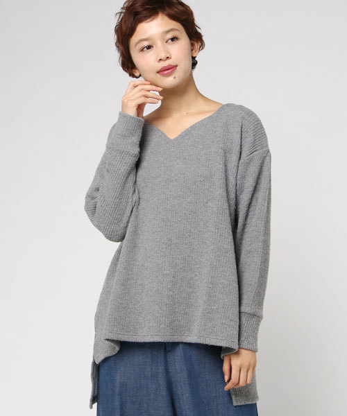 GeeRA（ジーラ）の「もちもちあぜ編Ｖネックニットソーチュニック（ニット/セーター・レディース・オフホワイト/ブラック/杢グレー/キャメル/ボルドー・MEDIUM/LARGE/SMALL/X-LARGE）」の14枚目の写真