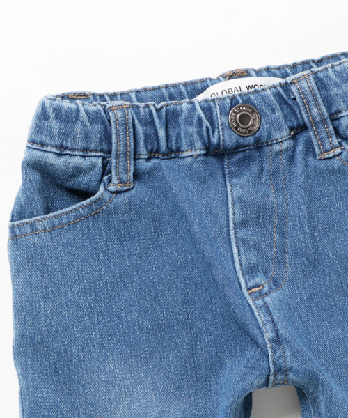 GLOBAL WORK（グローバルワーク）の「【キッズ】カットデニムスキニーパンツ17FW/764992（デニムパンツ・キッズ・ネイビー/ブルー・MEDIUM/XX-LARGE/SMALL/LARGE/X-LARGE）」の4枚目の写真