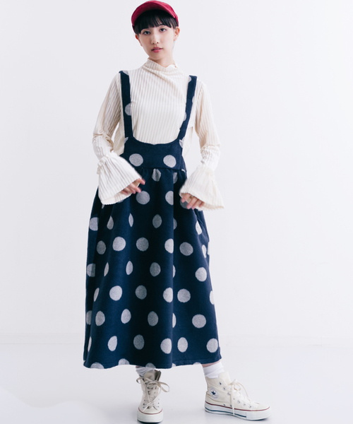 MERLOT（メルロー）の「シャギー大ドットジャンスカ1041（スカート・レディース・ブラック/ネイビー・FREE）」の6枚目の写真