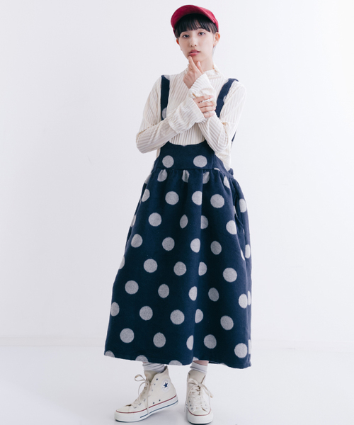 MERLOT（メルロー）の「シャギー大ドットジャンスカ1041（スカート・レディース・ブラック/ネイビー・FREE）」の12枚目の写真