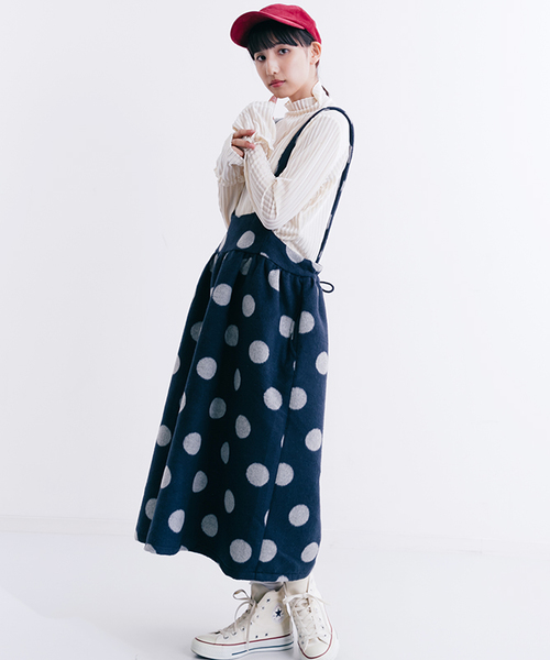 MERLOT（メルロー）の「シャギー大ドットジャンスカ1041（スカート・レディース・ブラック/ネイビー・FREE）」の13枚目の写真