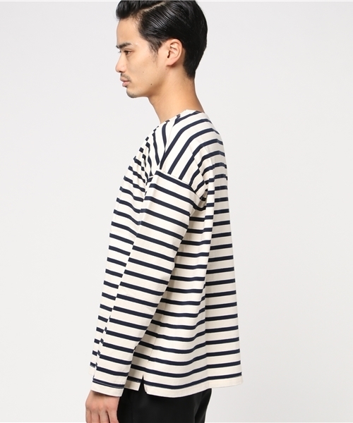 SHIPS Days（シップスデイズ）の「SHIPS Days: ボーダー ロングスリーブ カットソー（Tシャツ/カットソー・メンズ・ホワイト/ナチュラル/ネイビー・M～Ｌ/S～Ｍ）」の6枚目の写真