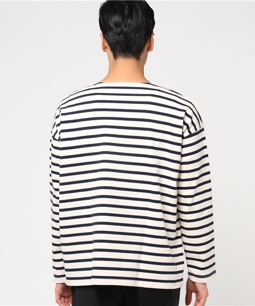 SHIPS Days（シップスデイズ）の「SHIPS Days: ボーダー ロングスリーブ カットソー（Tシャツ/カットソー・メンズ・ホワイト/ナチュラル/ネイビー・M～Ｌ/S～Ｍ）」の5枚目の写真