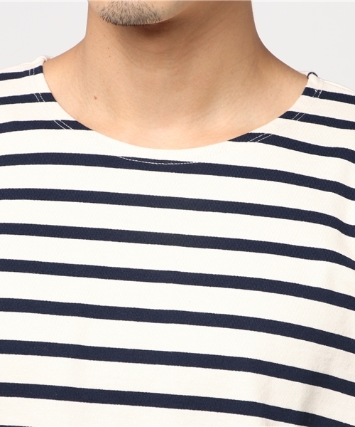 SHIPS Days（シップスデイズ）の「SHIPS Days: ボーダー ロングスリーブ カットソー（Tシャツ/カットソー・メンズ・ホワイト/ナチュラル/ネイビー・M～Ｌ/S～Ｍ）」の7枚目の写真