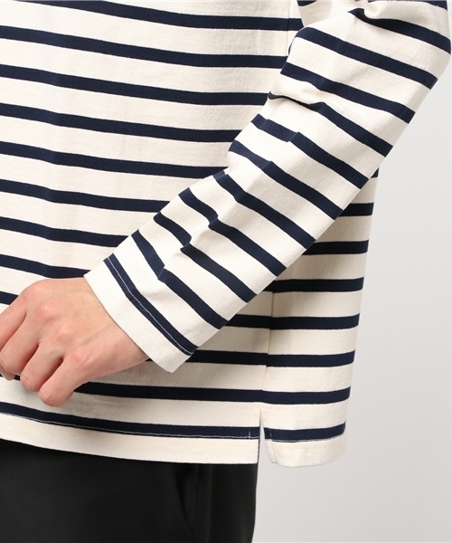 SHIPS Days（シップスデイズ）の「SHIPS Days: ボーダー ロングスリーブ カットソー（Tシャツ/カットソー・メンズ・ホワイト/ナチュラル/ネイビー・M～Ｌ/S～Ｍ）」の4枚目の写真