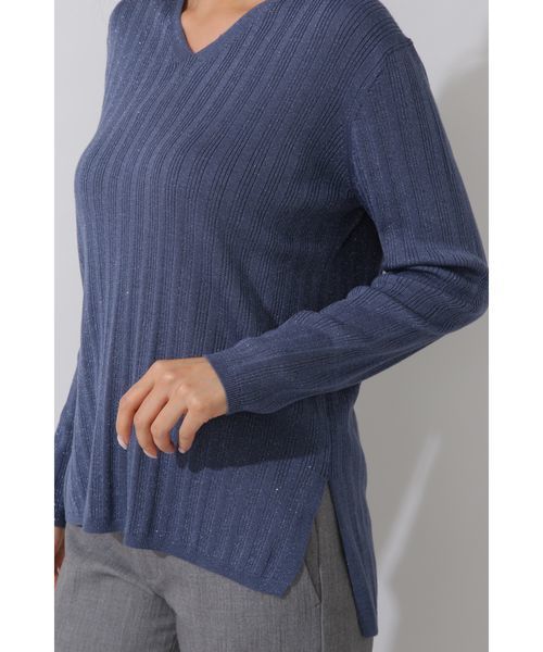 22 OCTOBRE（ヴァンドゥ－オクトーブル）の「ラメシンプルニット（ニット/セーター・レディース・グレー/ブラウン/ブルー・2）」の7枚目の写真