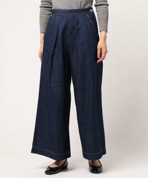 un dix cors（アンディコール）の「フロントタックワイドパンツ（デニムパンツ・レディース・ネイビー・38/36）」の4枚目の写真