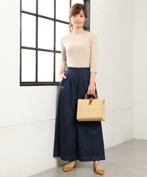 un dix cors（アンディコール）の「フロントタックワイドパンツ（デニムパンツ・レディース・ネイビー・38/36）」の5枚目の写真