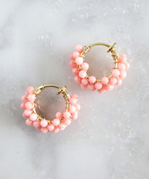 【marinaJEWELRY】Pink Coral pave earringSS