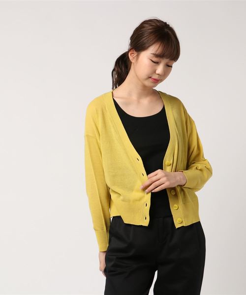 earth music&ecology(アースミュージックアンドエコロジー)の「Vネックニットカーディガン(カーディガン/ボレロ・レディース・ブラック/イエロー/ラベンダー/アイボリー・FREE)」の15枚目の写真