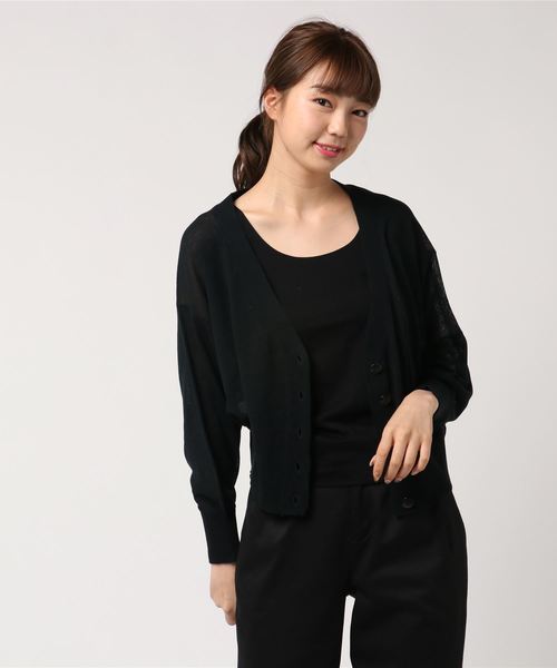 earth music&ecology(アースミュージックアンドエコロジー)の「Vネックニットカーディガン(カーディガン/ボレロ・レディース・ブラック/イエロー/ラベンダー/アイボリー・FREE)」の3枚目の写真