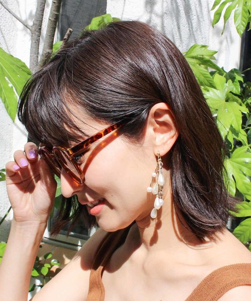 Mode Robe モードローブ の ドロップパールビジューピアス 結婚式 パーティー パーティ 二次会 アクセ アクセサリー ピアス 両耳用 Wear