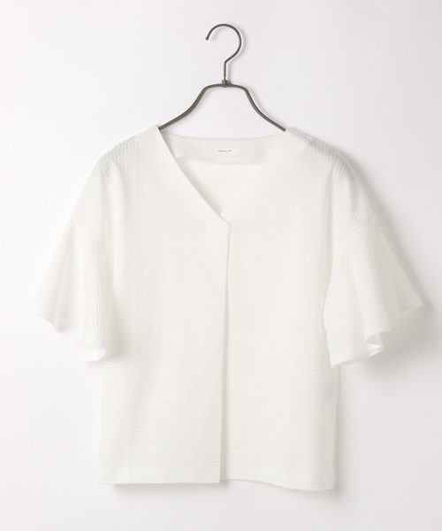 laboratory work(ラボラトリーワーク)の「サッカーストライプ袖フレア プルオーバー(Tシャツ/カットソー・レディース・ホワイト/サックスブルー/オレンジ・MEDIUM)」の9枚目の写真