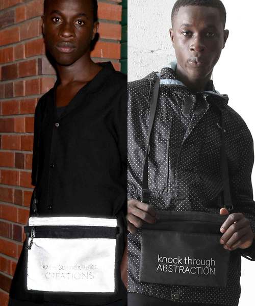 knock through abstraction（ノックスルーアブストラクション）の「【knock through abstraction/ノックスルーアブストラクション】reflection fabric sacoche（ショルダーバッグ・メンズ・ホワイト/ブラック・FREE）」の2枚目の写真