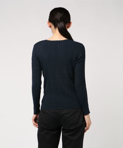 RIVE DROITE（リヴドロワ）の「ランダムリブクルーネックニット（ニット/セーター・レディース・ネイビー/オフホワイト/その他35・FREE）」の5枚目の写真