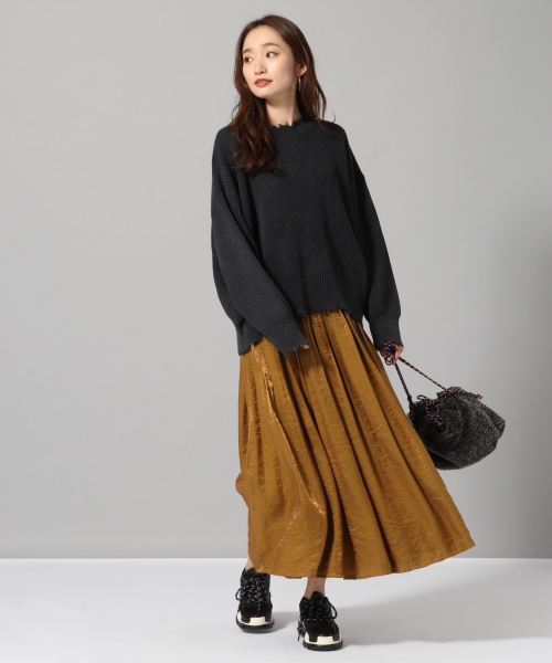 JEANASIS(ジーナシス)の「5Gクラッシュアゼニット/822716(ニット/セーター・レディース・チャコールグレー/イエロー/ライトベージュ/ライトパープル・FREE)」の11枚目の写真