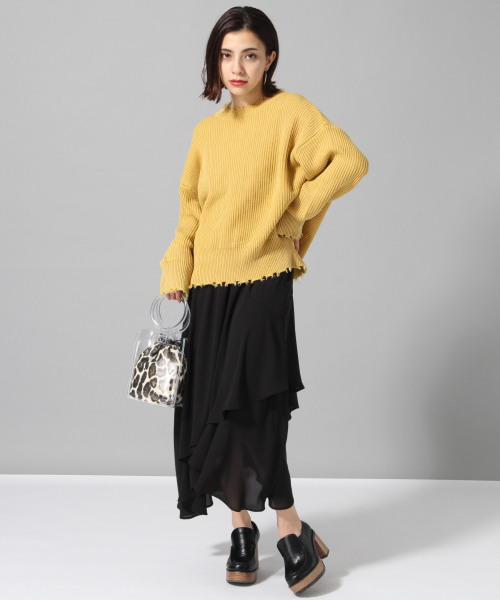 JEANASIS(ジーナシス)の「5Gクラッシュアゼニット/822716(ニット/セーター・レディース・チャコールグレー/イエロー/ライトベージュ/ライトパープル・FREE)」の13枚目の写真