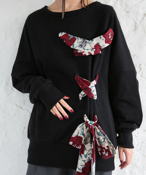 花柄リボンレースアップスウェット スウェット N Orlabel ノアールレーベル のファッション通販 Zozotown