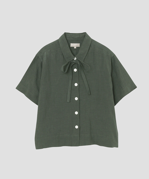MARGARET HOWELL（マーガレットハウエル）の「SOFT LINEN（シャツ/ブラウス・レディース・ホワイト/レッド系その他/チャコール・1/2）」の2枚目の写真