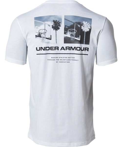 UNDER ARMOUR（アンダーアーマー）の「メンズトレーニングTシャツ / ショートスリーブスプリットヘム<ORIGINATORS PHOTOREA＞（Tシャツ/カットソー・メンズ・ホワイト×ブラック・XL/3XL/MD/SM/LG）」の4枚目の写真