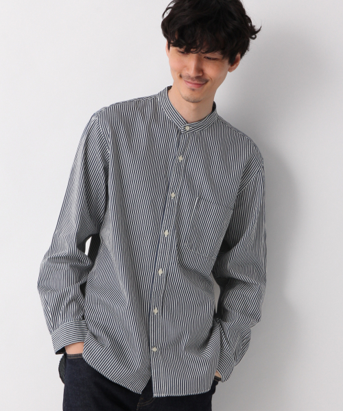 GLOBAL WORK（グローバルワーク）の「デニムバンドカラーシャツ/817762（シャツ/ブラウス・メンズ・ブルー系その他7/ブルー・SMALL/MEDIUM/LARGE/X-LARGE）」の2枚目の写真