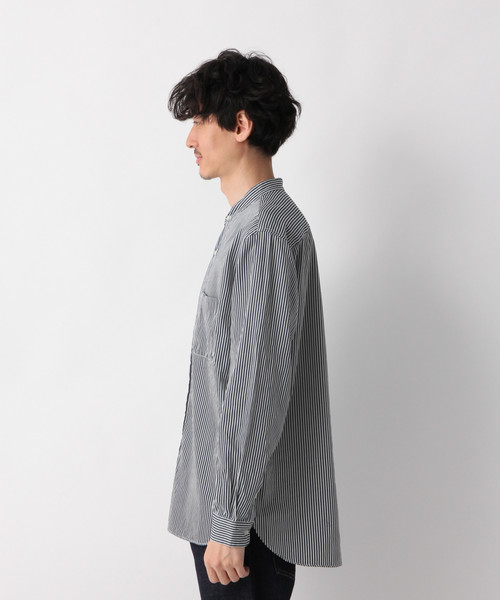 GLOBAL WORK（グローバルワーク）の「デニムバンドカラーシャツ/817762（シャツ/ブラウス・メンズ・ブルー系その他7/ブルー・SMALL/MEDIUM/LARGE/X-LARGE）」の3枚目の写真