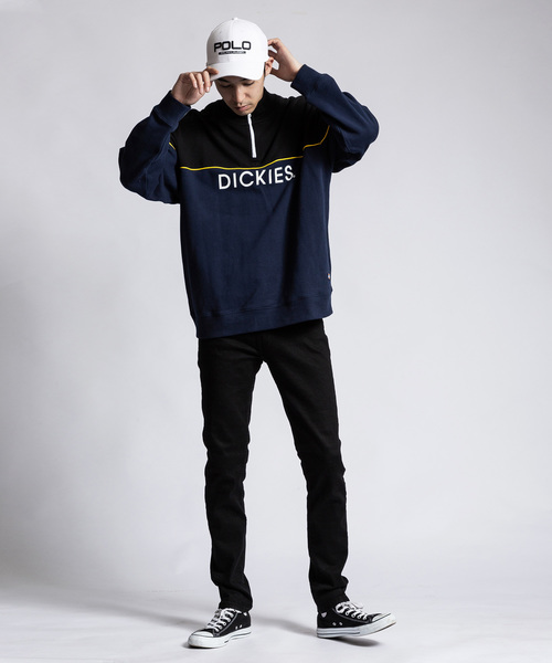 Dickies(ディッキーズ)の「Dickies/ ディッキーズ 裏毛刺繍入りパイピングリラックスフィット配色ZIPトレーナー(スウェット・メンズ・ホワイト/ネイビー/グレー/レッド・M/L/XL)」の3枚目の写真