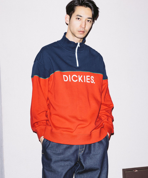 Dickies(ディッキーズ)の「Dickies/ ディッキーズ 裏毛刺繍入りパイピングリラックスフィット配色ZIPトレーナー(スウェット・メンズ・ホワイト/ネイビー/グレー/レッド・M/L/XL)」の4枚目の写真
