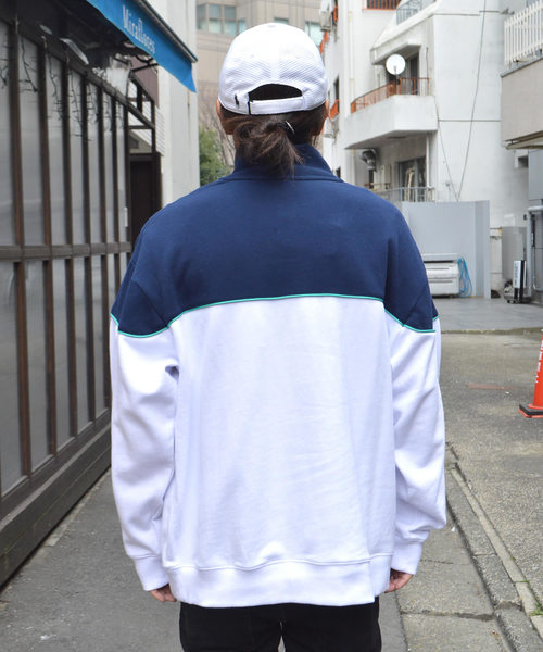 Dickies(ディッキーズ)の「Dickies/ ディッキーズ 裏毛刺繍入りパイピングリラックスフィット配色ZIPトレーナー(スウェット・メンズ・ホワイト/ネイビー/グレー/レッド・M/L/XL)」の6枚目の写真