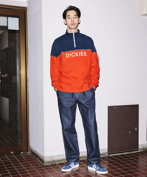 Dickies(ディッキーズ)の「Dickies/ ディッキーズ 裏毛刺繍入りパイピングリラックスフィット配色ZIPトレーナー(スウェット・メンズ・ホワイト/ネイビー/グレー/レッド・M/L/XL)」の19枚目の写真