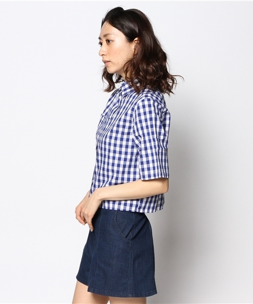 WEGO（ウィゴー）の「WEGO/クロップド半袖シャツ（シャツ/ブラウス・レディース・ホワイト/ブラック/ブルー/レッド・FREE）」の6枚目の写真