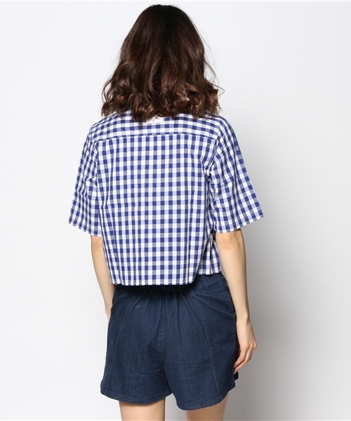 WEGO（ウィゴー）の「WEGO/クロップド半袖シャツ（シャツ/ブラウス・レディース・ホワイト/ブラック/ブルー/レッド・FREE）」の7枚目の写真