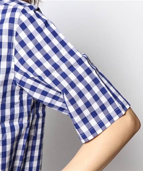 WEGO（ウィゴー）の「WEGO/クロップド半袖シャツ（シャツ/ブラウス・レディース・ホワイト/ブラック/ブルー/レッド・FREE）」の9枚目の写真