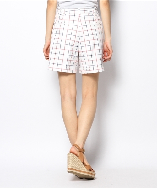 BEAMS LIGHTS Women's（ビームスライツ ウィメンズ）の「BEAMS LIGHTS / ツイルチェック ショートパンツ（その他パンツ・レディース・ネイビー/オフホワイト・38/36）」の3枚目の写真